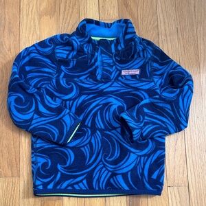 Vineyard Vines Navy and Bright Blue Swirl Fleece Pullover 4T